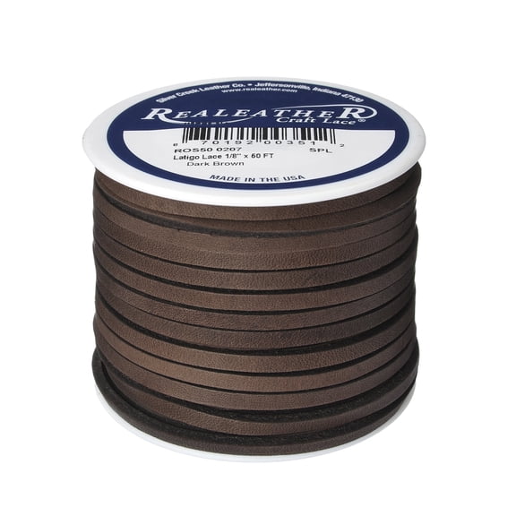 Realeather Latigo Lace Spool, 1/8"X50', Dark Brown