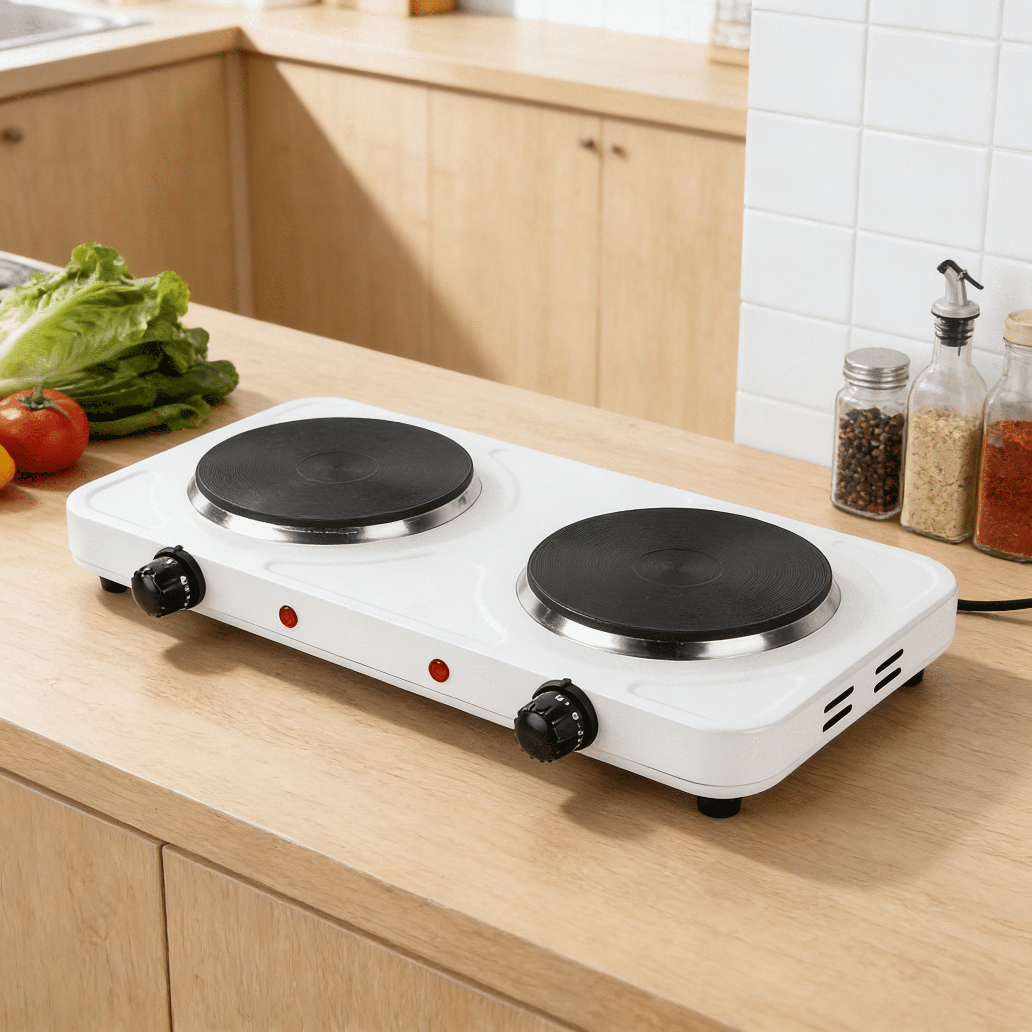 HIBIBUD 2000W Portable Electric 2 Burner Hot Plate Kitchen Cooktop Cooking Stove for Camping Picnics
