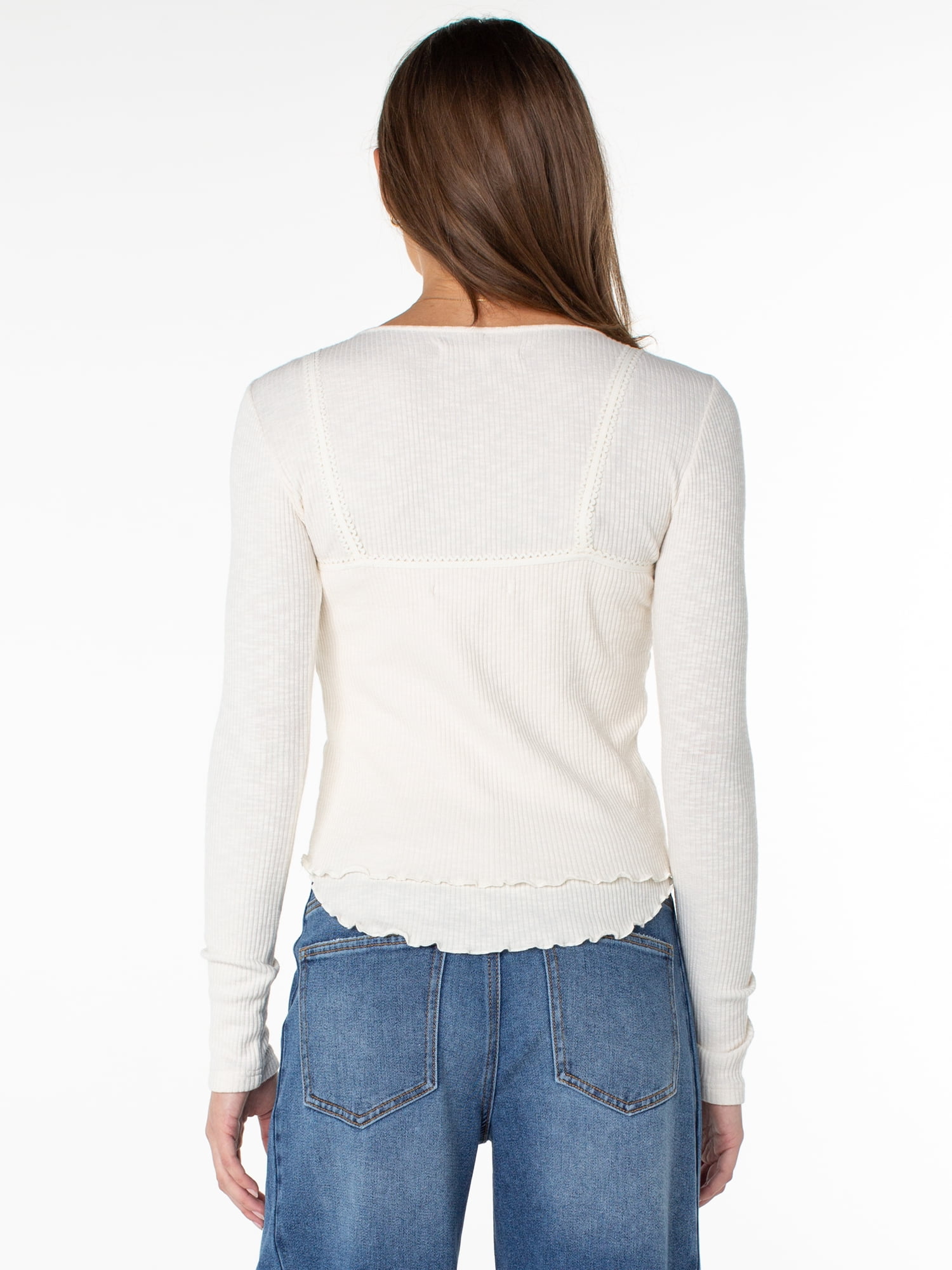 Celebrity Pink Women's Layered Cami and Long Sleeve Henley Set, Sizes XS-XXXL