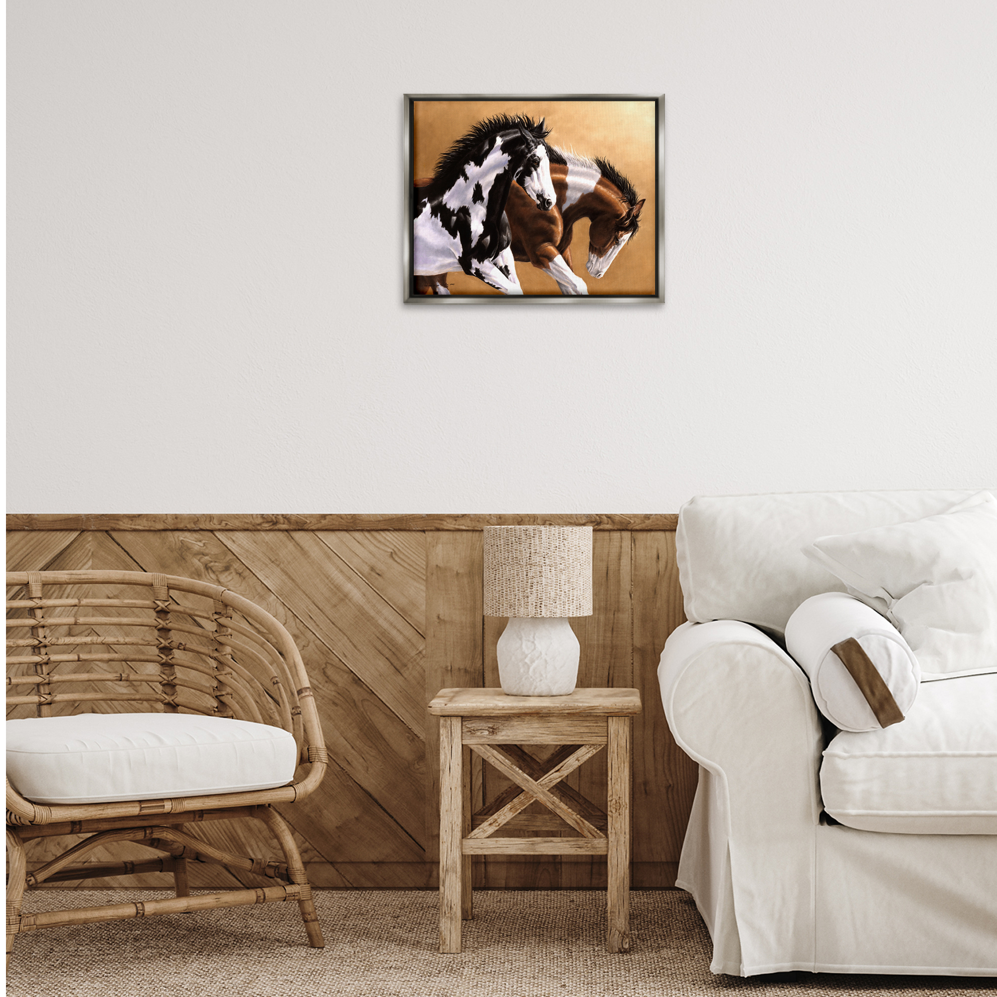 Stupell Industries Wild & Free Mares Animals & Insects Painting Gray Floater Framed Canvas Art Print Wall Art, 21 x 17