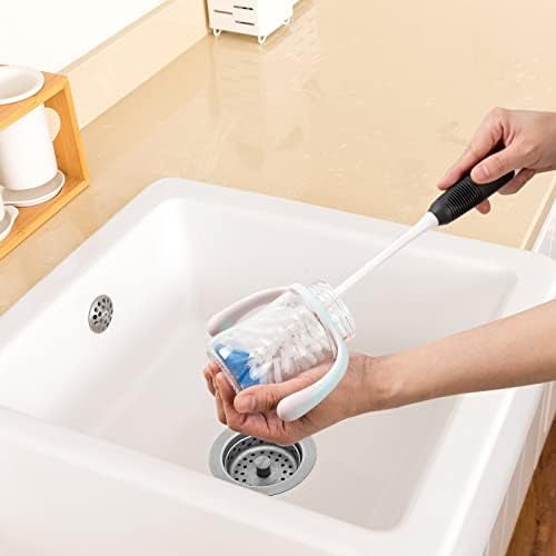 Bottle Brush Cleaner, Long Flexible Handle Bottle Brush Scrub for Water Bottles, Glasswares, Tumblers, Travel Coffee Mugs, 2 Pack