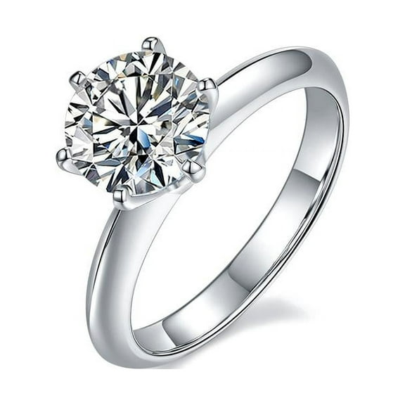 2.00Ct Infinity Round Cut Moissanite Solitaire Diamond Engagement Ring in 18k White Gold Over Silver(D Color, VVS1 Clarity)