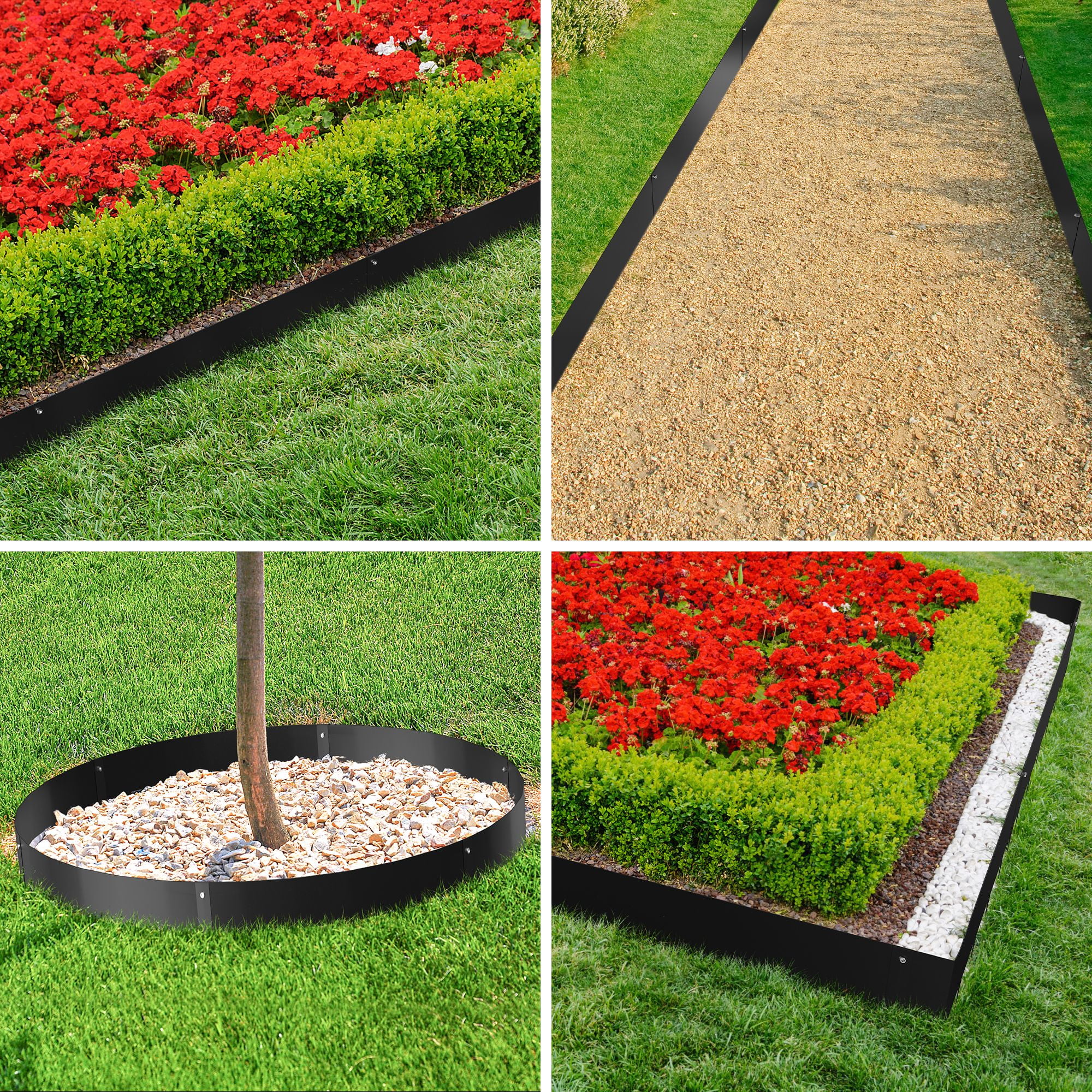 8" Black Metal Landscape Edging Corten Steel for Flower Bed Landscaping Garden Border Strips for Lawn Grass DIY Decorative Pathway Yard Plant Outdoor Landscape Divider Edge Stakes Hammer-in 6PCS