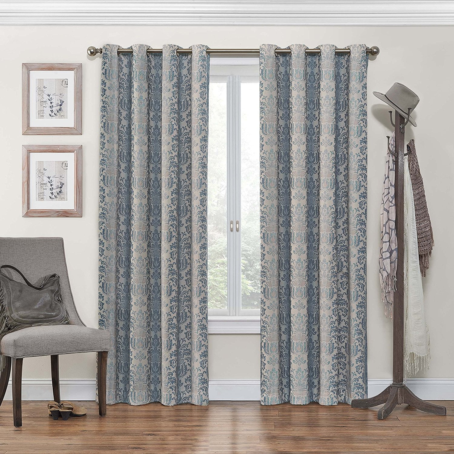 Eclipse 12996052063seb Nadya 52 Inch By 63 Grommet Blackout Eclipse 12996052063seb Nadya 52 Inch By 63 Grommet Blackout Single Window Curtain Panel Smokey Blue Curtains Ship From Us