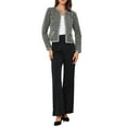thumbnail image 2 of INSPIRE CHIC Women's Plaid Tweed Open Front Office Short Blazer XS Black, 2 of 7
