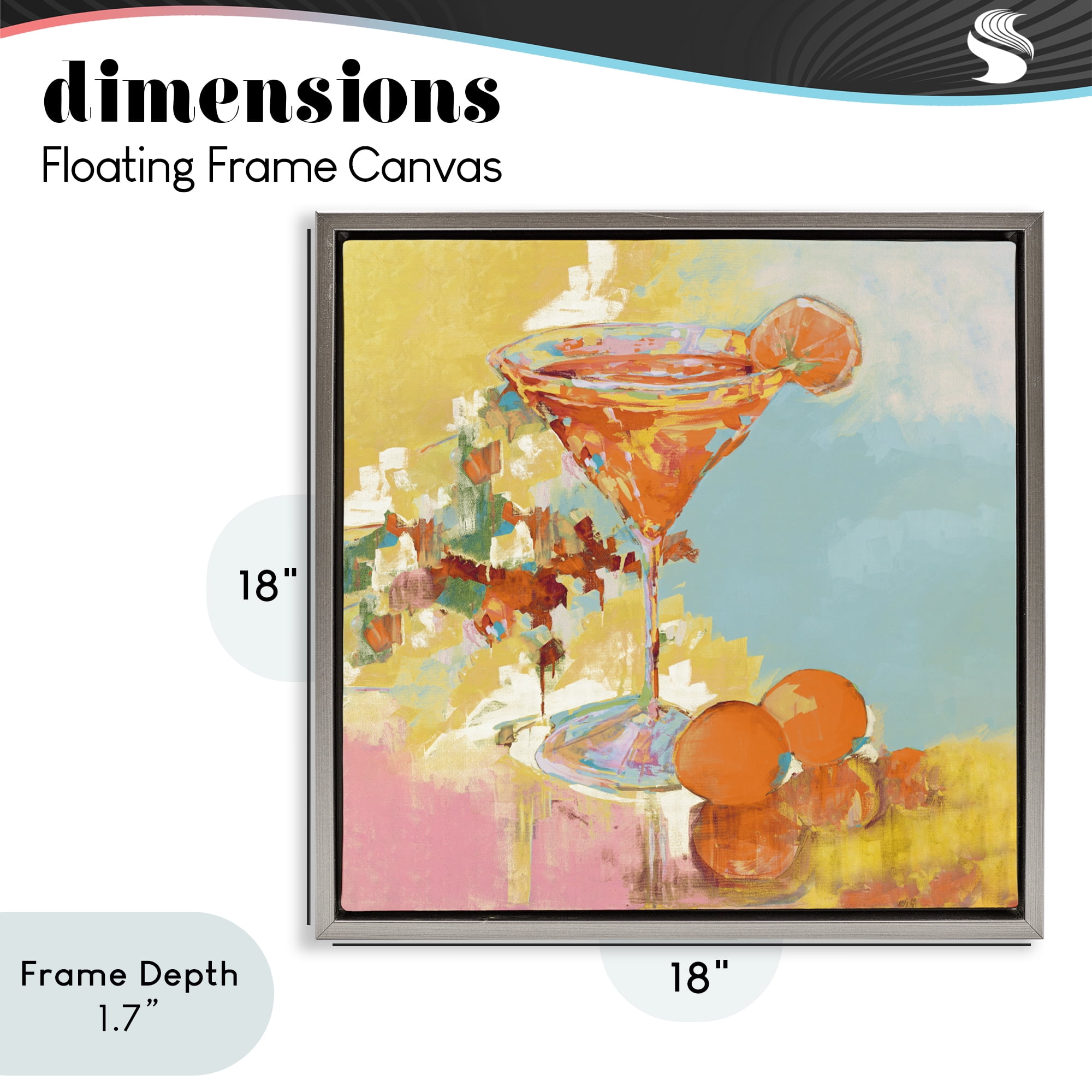 Stupell Industries Summer Citrus Martini Gray Framed Floater Canvas Wall Art, design by Jane Slivka
