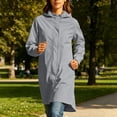 thumbnail image 5 of FRSASU Women's Long Hooded Trench Coat Lightweight Windproof Water Resistant Side Split Jacket Outdoor Travel Casual Outerwear Gray, 5 of 9