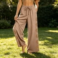 thumbnail image 6 of TaTaai Womens Wide Leg Pants Casual Loose Fit Cropped Trousers High Waist Adjustable Drawstring Ruffled Hem Breathable for Beach Holiday Gift, 6 of 7