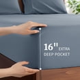 thumbnail image 5 of SONORO KATE 100% Cotton Bed Sheets Set, 1000 Thread Count 4 Piece Luxury Soft Sheets Set with 16" Deep Pocket, Full, Gray-Blue, 5 of 11