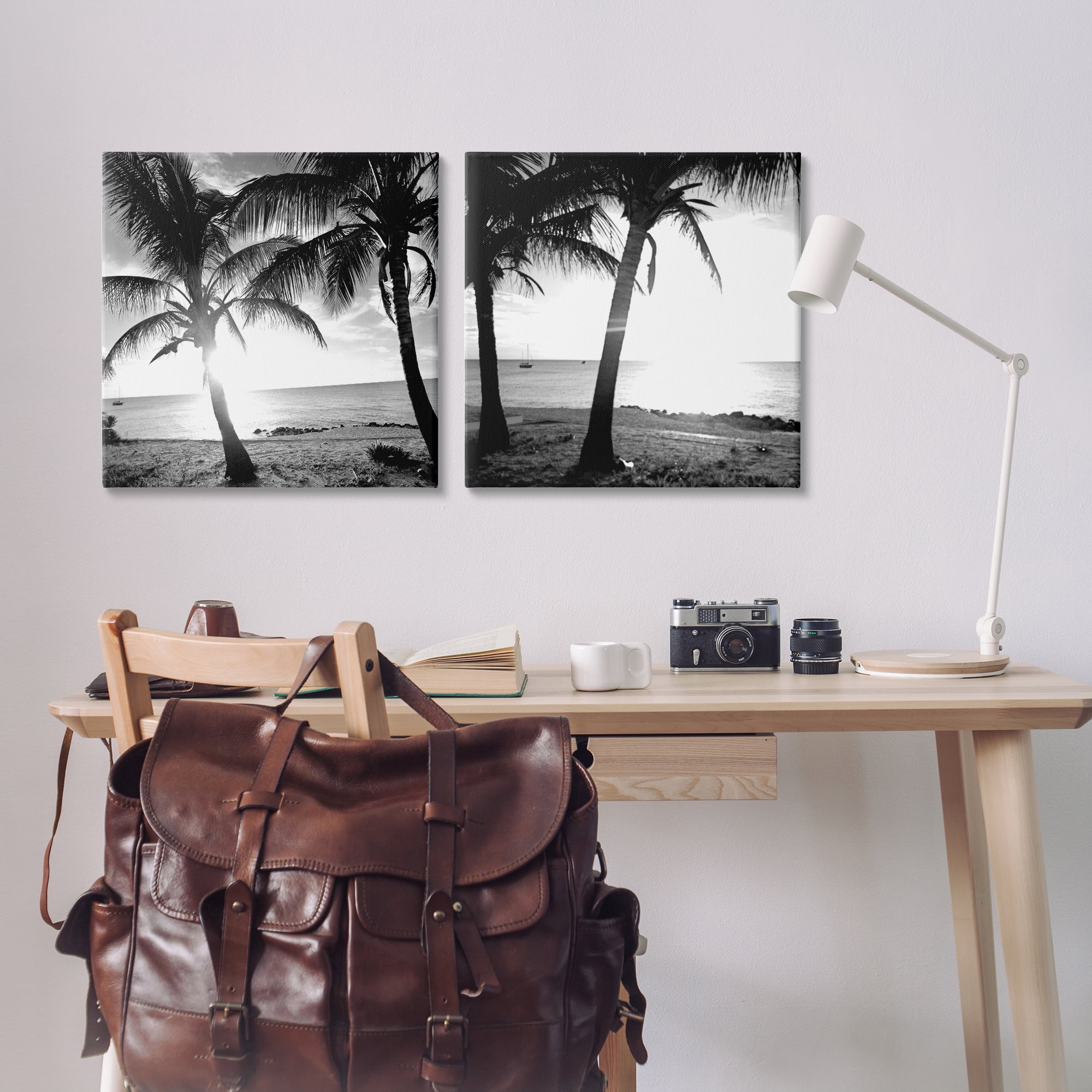 Stupell Industries Tropical Palm Sunset Landscape & Nature Photography Wrapped Canvas Art Print Wall Art, 24 x 24, Set of 2