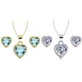 thumbnail image 2 of Paris Jewelry 10k Yellow and White Gold 4Ct Aquamarine and Cubic Zirconia Full Necklace Set 18 inch Plated, 2 of 2