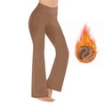 thumbnail image 6 of Sunnin Solid Color Fleece Lined Pants High Waist Yoga Workout Stretch Flare Leg Winter Wear, 6 of 8