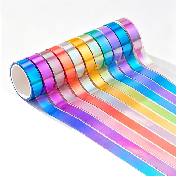 Holographic Tape Metallic Glitter Washi Tape Set, Tutuviw 12 Rolls Optional, Shiny Iridescent Decorative Craft Tape for Journaling, Gift Packaging, Card Making and Festival Decor