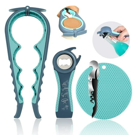 

4pcs Home Wine Opener Corkscrew Light Blue Fashion Design Bottle Opener for Seniors with Arthritis Tool