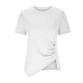 thumbnail image 5 of Womens Crewneck Short Sleeve Asymmetrical T-Shirt Slim Fit Stretchy Tops Solid Basic Tee Blouse Tunics for Summer, 5 of 6