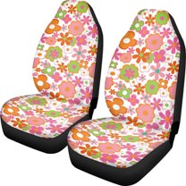 Kuiaobaty Hippie Flower Car Seat Cover for Women, Boho Daisy Floral Auto Seat Protector Interior Accessories Decor Fit for Cars Sedan SUV Trucks, Pink White