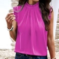 thumbnail image 2 of XFLWAM Women's Frill Mock Neck Tank Tops Summer Pleated Sleeveless Dressy Work Office Shirt Casual Blouses, 2 of 6