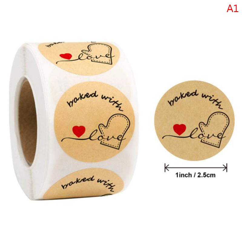 for Baked Food Cake Bread Bakery Sticker 500PCs/Roll Baked with Love Sticker