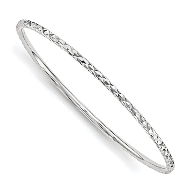Sterling Silver Rhod. Plated D/C Slip-on Child's Bangle (Weight: 4.91 Grams, Length: Inches)
