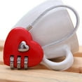 thumbnail image 3 of Yesbay Mini Heart Shape 3 Code Resettable Luggage Suitcase Bag Travel Lock Padlock,Combination Padlock-Red, 3 of 7