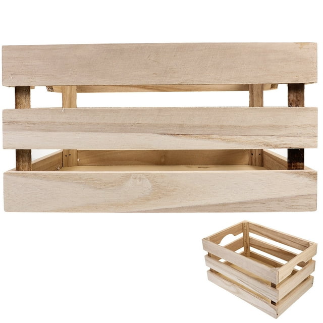 UPOUART Wooden Storage Crates Set of 2, Nesting Storage Boxes with Handles for Office Organization