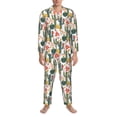 thumbnail image 3 of Fotbe Summer Cactus With Blooming Pattern Long Sleeve Pajama Set for Men,Sleepwear Set,2-piece Loungewear Set,Soft PJs Comfy Nightwear with Pockets-X-Large, 3 of 7