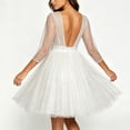 thumbnail image 5 of Guluxicc Glitter Midi Dress for Women Round Neck 3/4 Sheer Sleeve A Line Tulle Cocktail Party Dress, 5 of 7