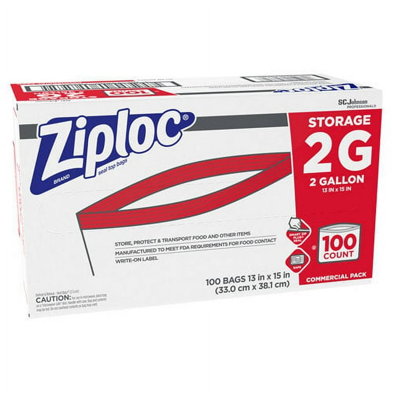 Double Zipper Storage Bags, 2 gal, 1.75 mil, 15 Double Zipper Storage Bags, 2 gal, 1.75 mil, 15