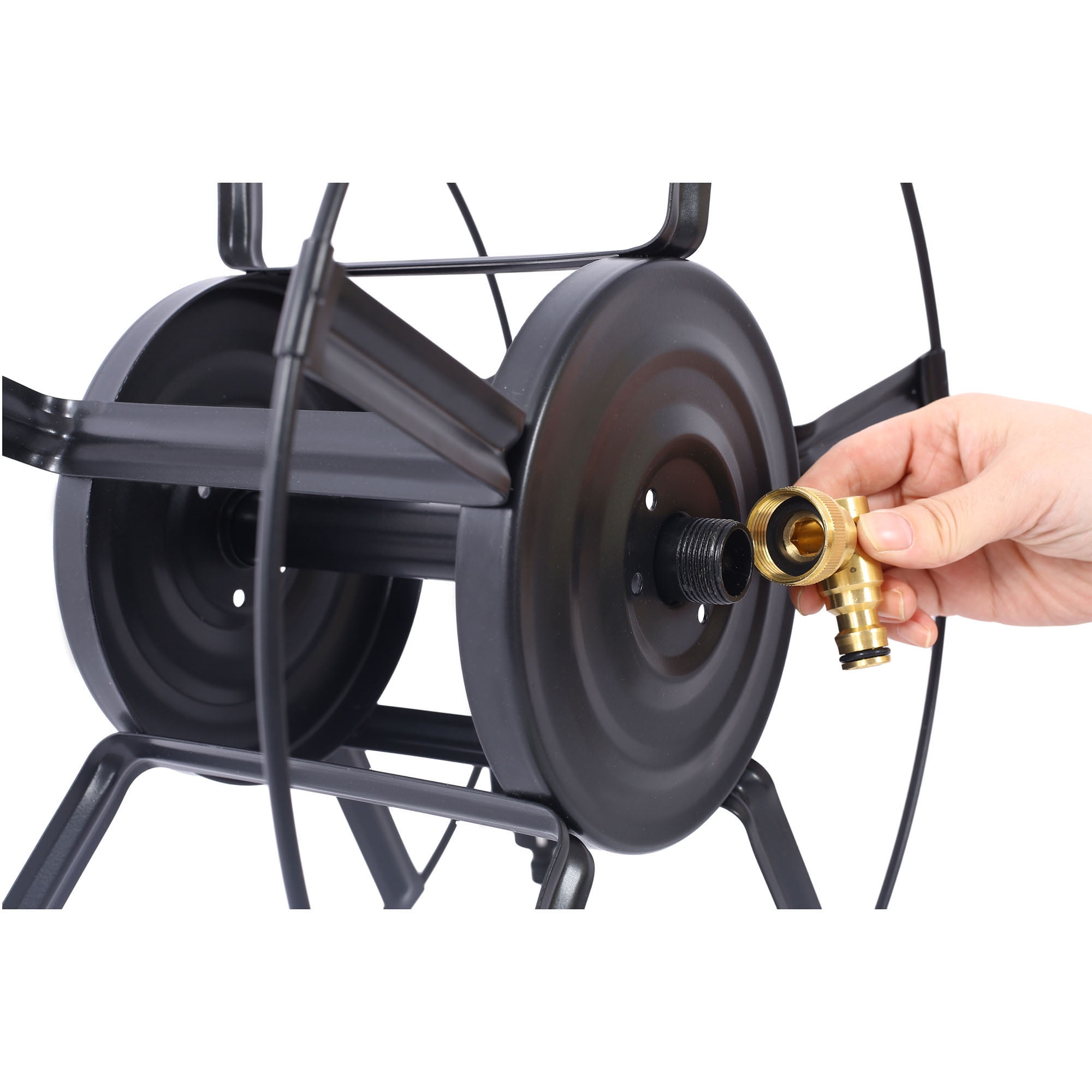 180-Degree Pivot Hose Hanger Steel Material 82' Capacity Quick Connectors Included Sturdy Garden Hose Reel Wall Mount