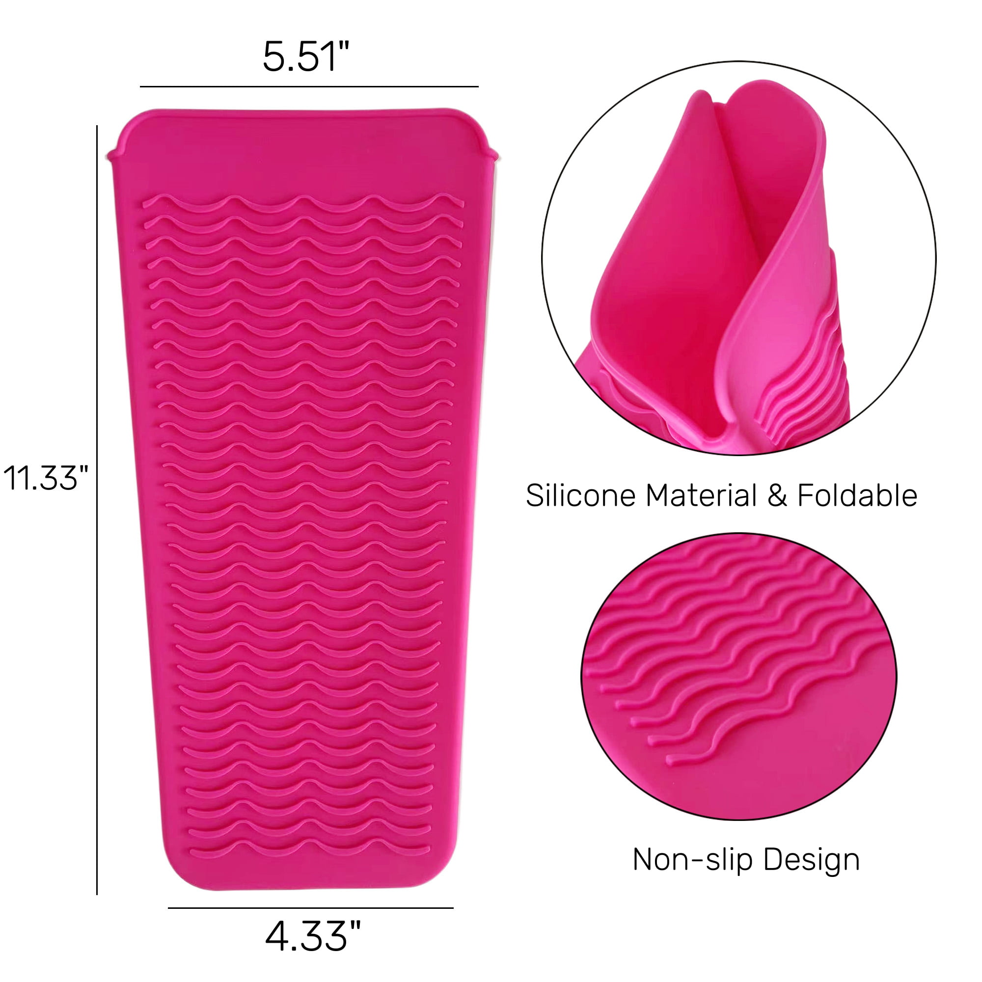 Tooyful Heat Resistant Mat Pouch Silicone for Curling Iron Hair Mat Straightener Curly Hair Rod Holder Travel Bag Case, Hot Hair Tools Heat Insulating Pad