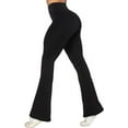 thumbnail image 1 of Womens Flare Leggings with Tummy Control Crossover Waist and Wide Leg, 1 of 6