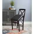 thumbnail image 5 of Linon Triena X-Back Set of 2 Folding Chairs Faux Leather Seat in Merlot Wood, 5 of 13