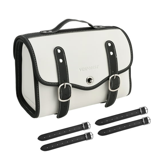 Sac de Selle Latérale à Agencement de Couleurs Sac de Queue Pochette de Bagage Rangement Blanc pour Moto