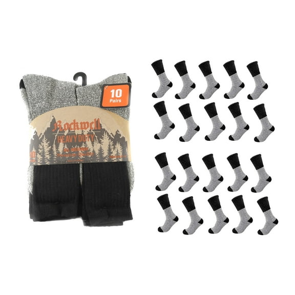 10 Pack All Purpose Men's Heavy Duty Winter Boot Socks - Full Cushion, Durable Toe, Warm and Comfortable - By Dependable Industries Inc. Essentials
