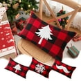 thumbnail image 7 of Nkmbld Christmas Decor Christmas Red and Plaid Embroidery Pillow Cushion Cover for Winter Holiday Farmhouse Home Sofa Couch Decoration, Red, 7 of 7