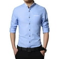 thumbnail image 2 of Men's Wrinkle-Resistant Soft Stand Collar Business Casual Slim Fit Shirt, 2 of 5
