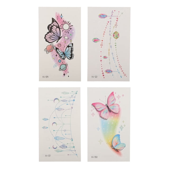 Unique Bargains 4 Pcs Luminous Waterproof Fake Tattoos Temporary Tatto for Adult Fluorescent Blue