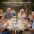thumbnail image 3 of Round Outdoor Tablecloth with Umbrella Hole and Zipper, Tropical Palm Trees Tablecloth with Elastic Waterproof, Summer Coastal Beige Vintage Patio Table Covers for 36" - 44" Picnic Pool Tables, 3 of 9