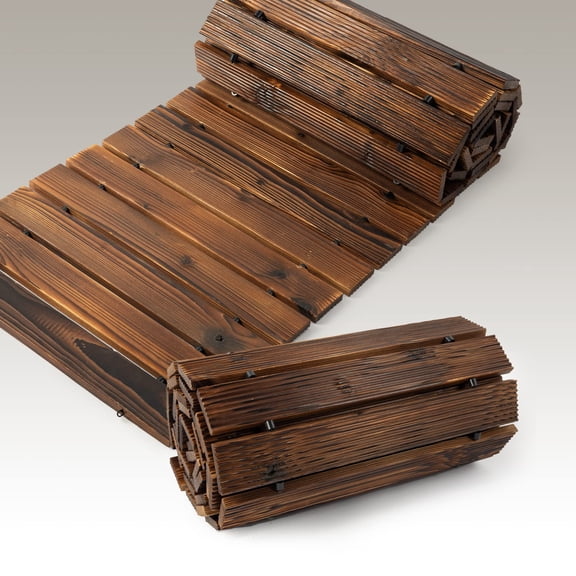 FURNDOOR Brown Roll-Out Garden Pathway Straight Outdoor Decor, Non-Slip Surface