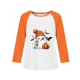thumbnail image 5 of Abcomgle Halloween Shirts for Girls Cute Ghost Drinking Coffee Graphic Shirts for Kids Crewneck Raglan Long Sleeve T-Shirts for Girls Fall Funny Blouses for Girls, 5 of 7