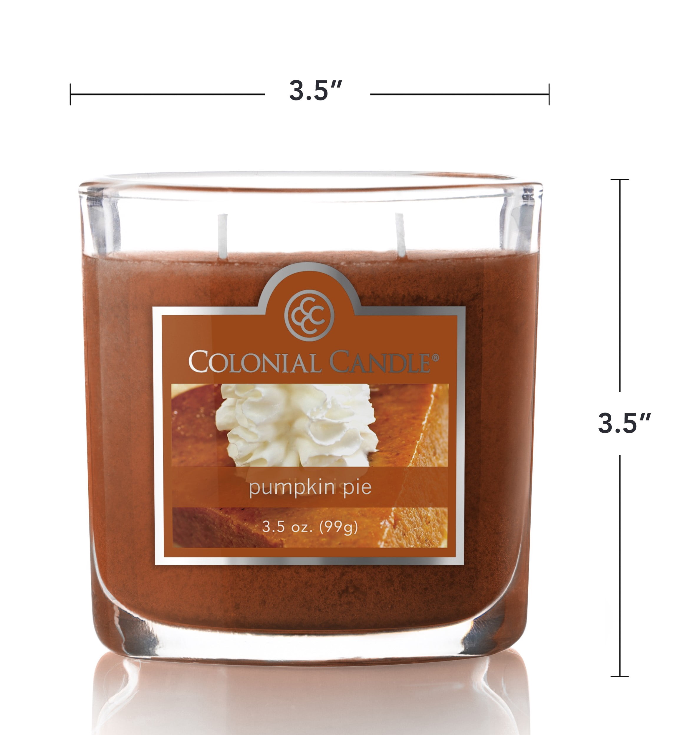 Colonial Candle Pumpkin Pie Scented Jar Candle - Classic Ovals - 2 Wick - 3.5 oz - 20h Burn