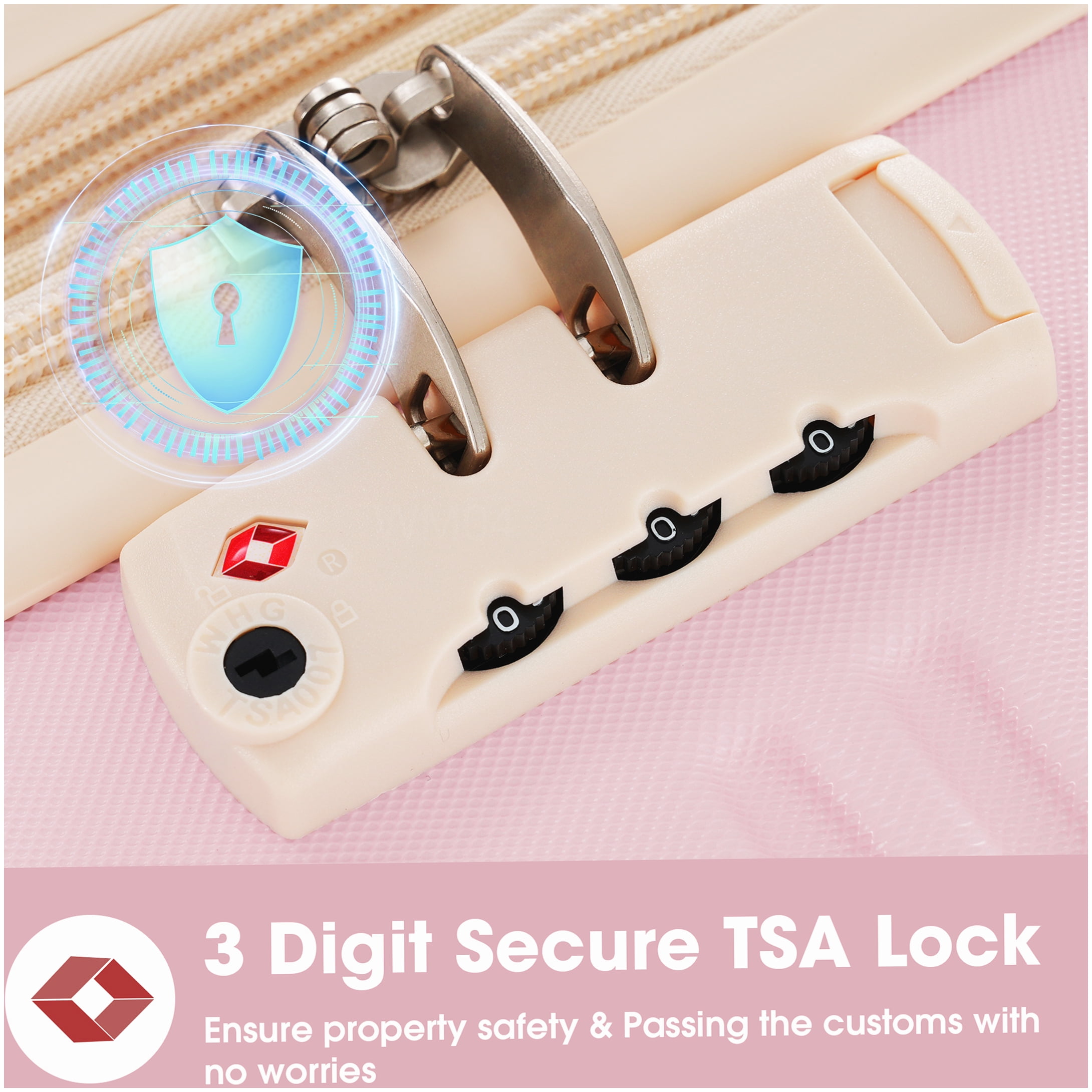 Expandable Light Pink 3-Pc Hardside Spinner Luggage Set with TSA Lock