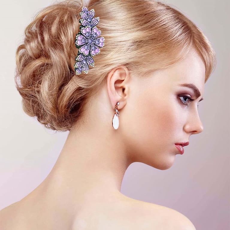 Vintage Flower Hair Side Combs Clip - 2 Pcs Rhinestone Hair  display picture 2