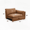 thumbnail image 4 of Brighton Brown Top Grain Leather 3-Piece Modular Sectional for Small Spaces|Versatile Room Arrangement|Easy Assembly, 4 of 11