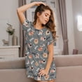 thumbnail image 3 of Daiia Bulldog Print Women's Nightshirt Soft Nightgowns for Women Short Sleeve dress Short-sleeved Sleepwear, 3 of 6