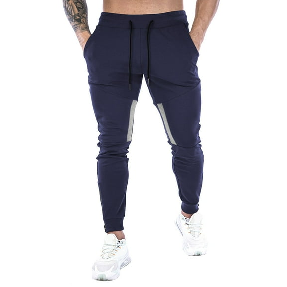 OSOLU Solid Color Men's Gym Pants Workout Running Athletic Joggers Slim Fit Sport Track Pants With Zipper Pockets Trousers Everyday Comfort Versatile Bottoms