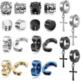 thumbnail image 4 of 10 pares de aretes magnéticos para hombres, acero inoxidable, magnéticos Pendientes, pendientes de aro colgantes con forma de cruz que no perforan, 4 of 5