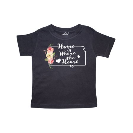 

Inktastic Kansas Home is Where the Heart is with Watercolor Floral Gift Toddler Boy or Toddler Girl T-Shirt