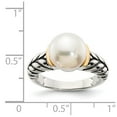 thumbnail image 4 of 925 Sterling Silver With Real 14kt 10mm Button FW Cultured Pearl Ring Size: 7; for Adults and Teens; for Women and Men, 4 of 5