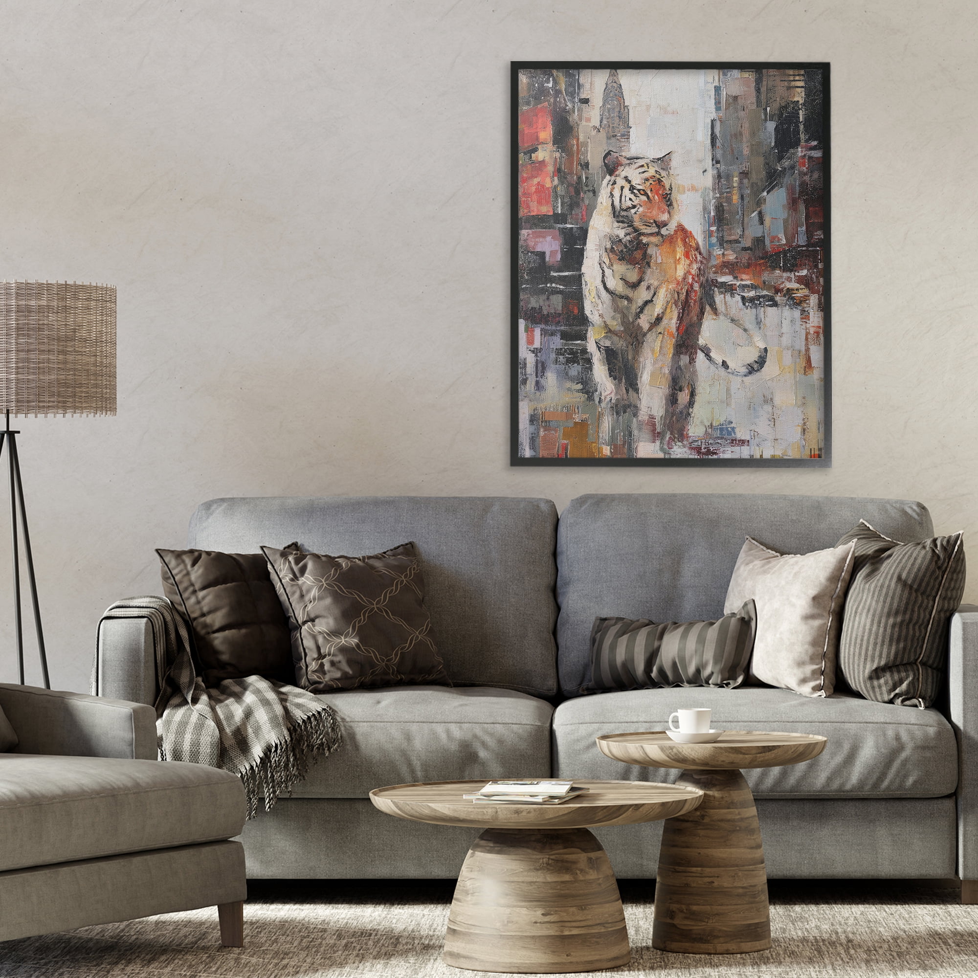Stupell Industries Concrete Predator Roaming City Black Framed Giclee Art, design by Svetlana Aleynikova